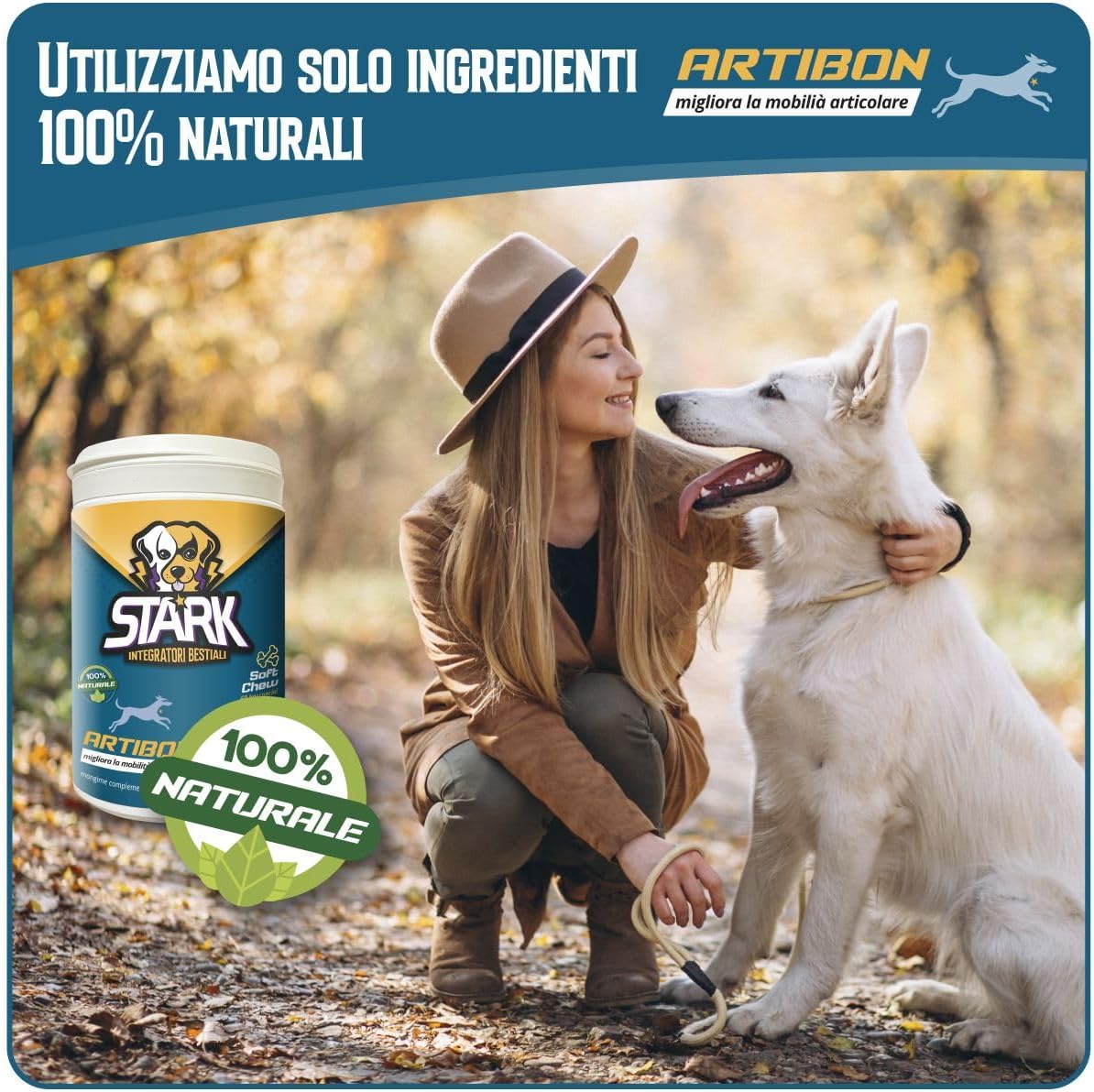 Thumbnail 6 de Stark Artibon – Integratore per articolazioni del cane con acido ialuronico, glucosamina, condroitina, MSM e curcuma (60 bocconcini)
