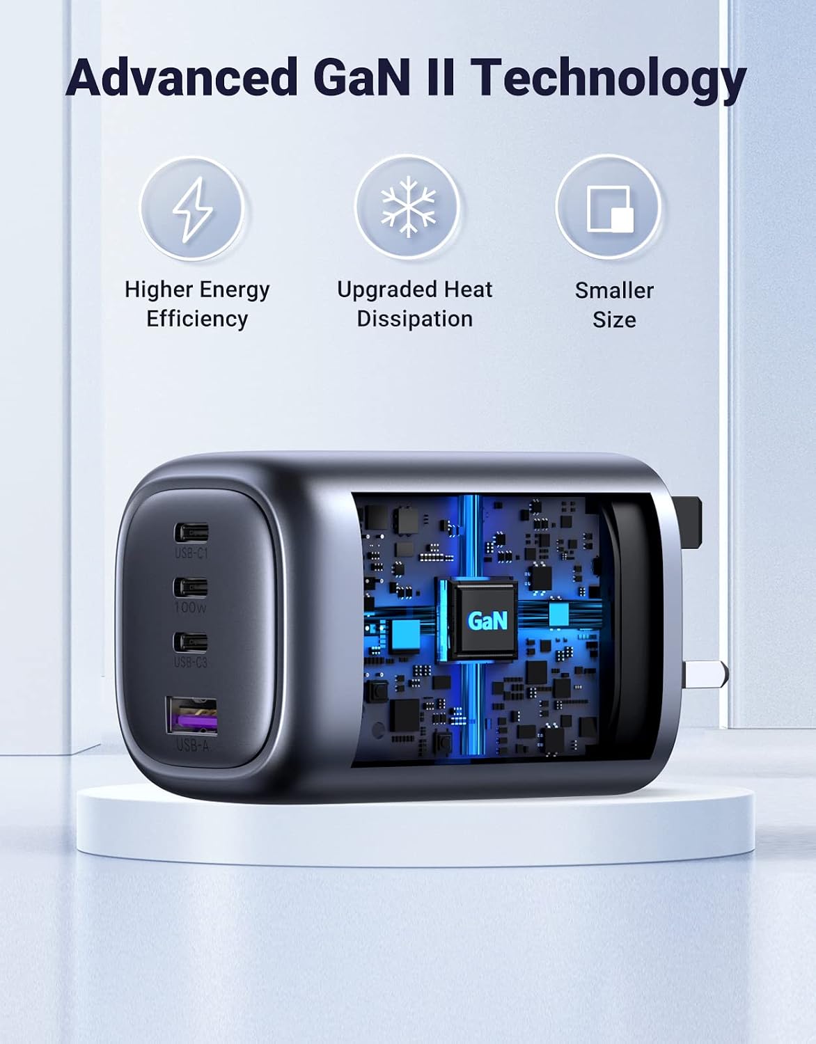 Detalle de UGREEN 40749 100W GaN USB-C Charger with 4 Ports