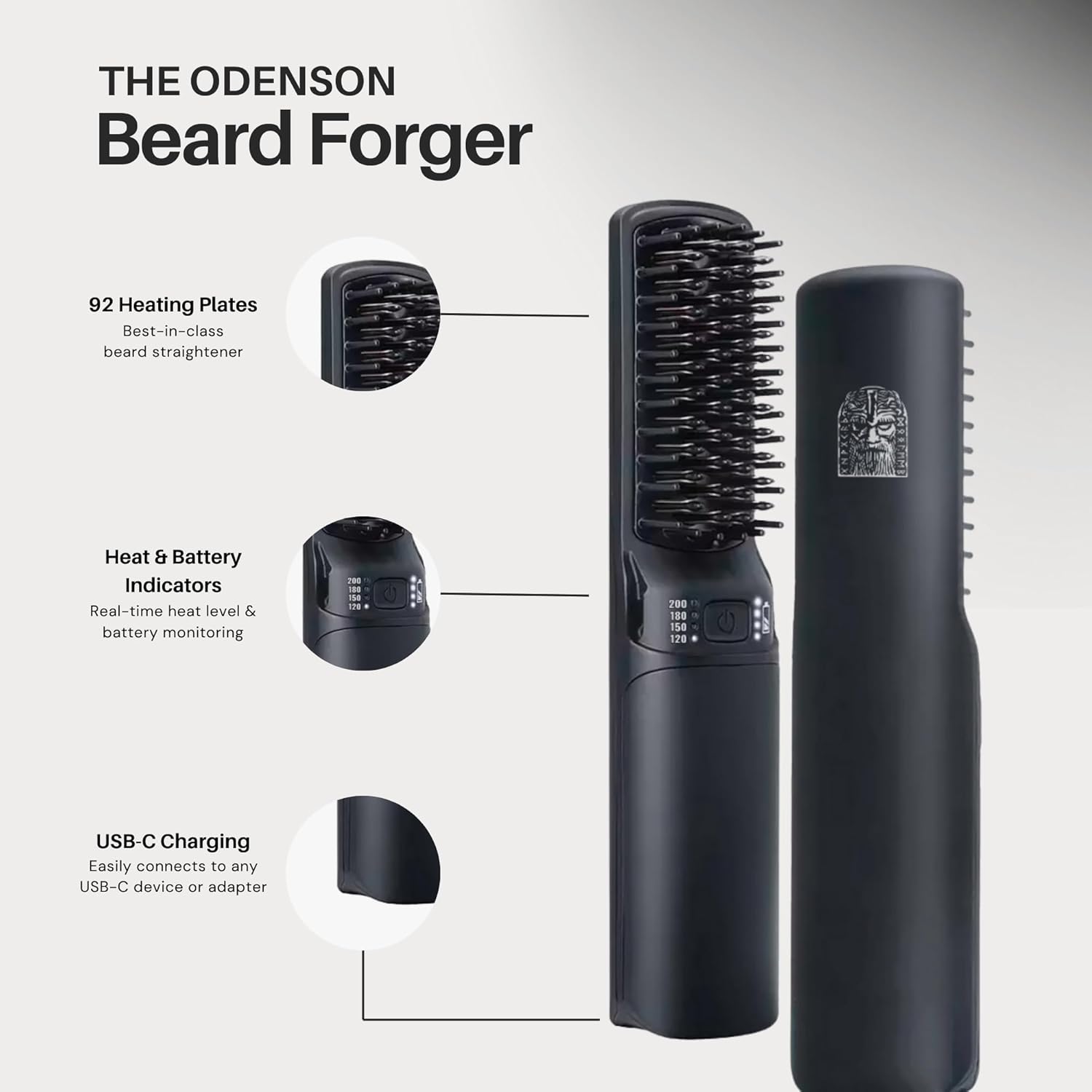 Thumbnail 4 de Odenson Beard Forger cepillo y alisador térmico para barba