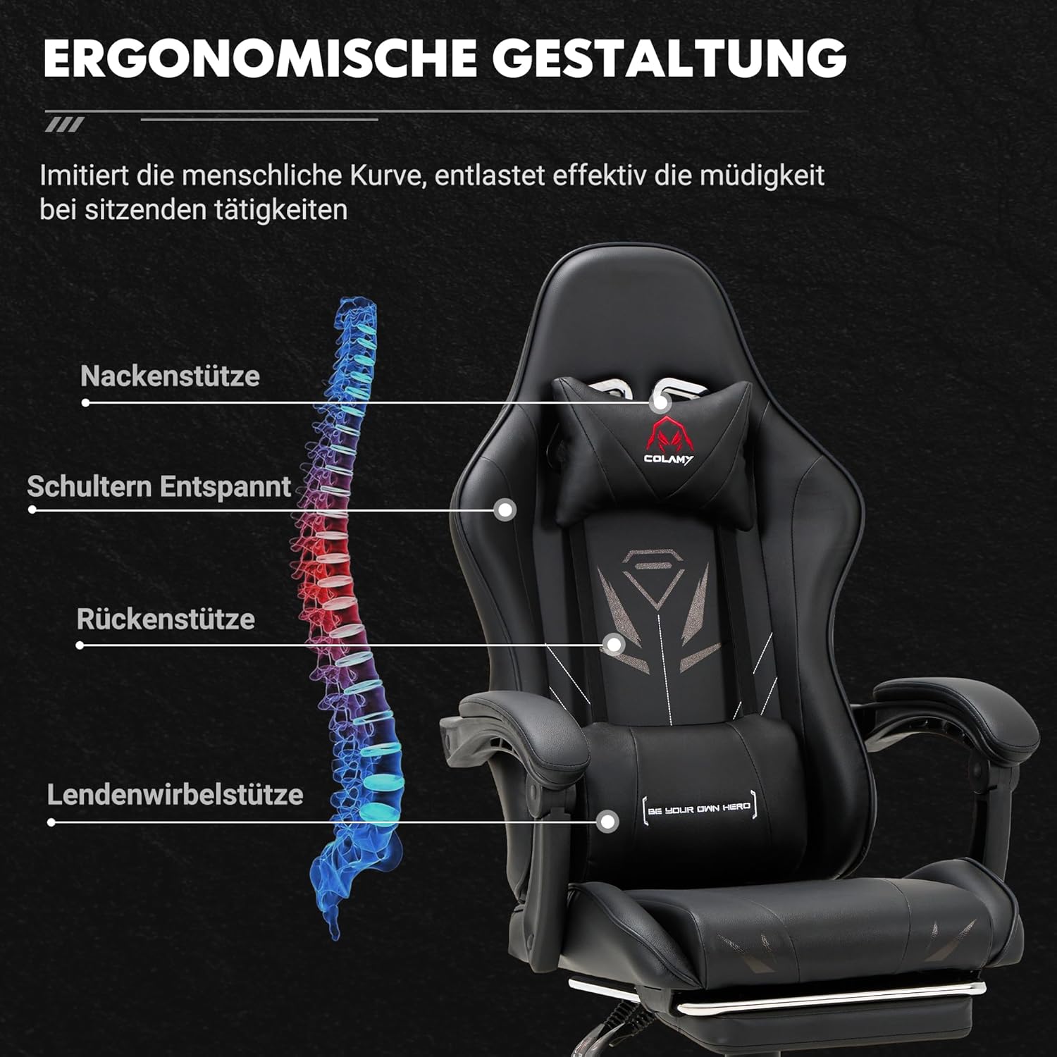 Thumbnail 6 de COLAMY Gaming Stuhl mit 137 kg Belastung