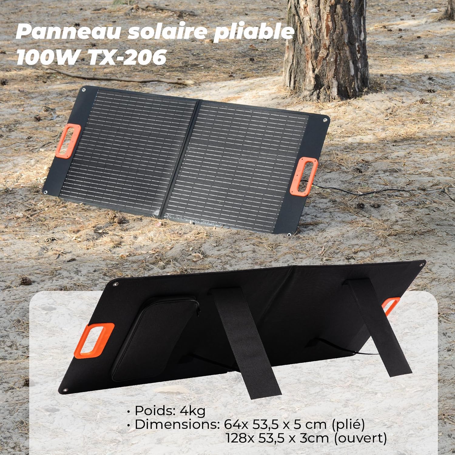 Thumbnail 2 de Technaxx TX-206 — panneau solaire pliable 100W monocristallin pour stations électriques (USB-A/USB-C/XT60/MC4/Anderson)