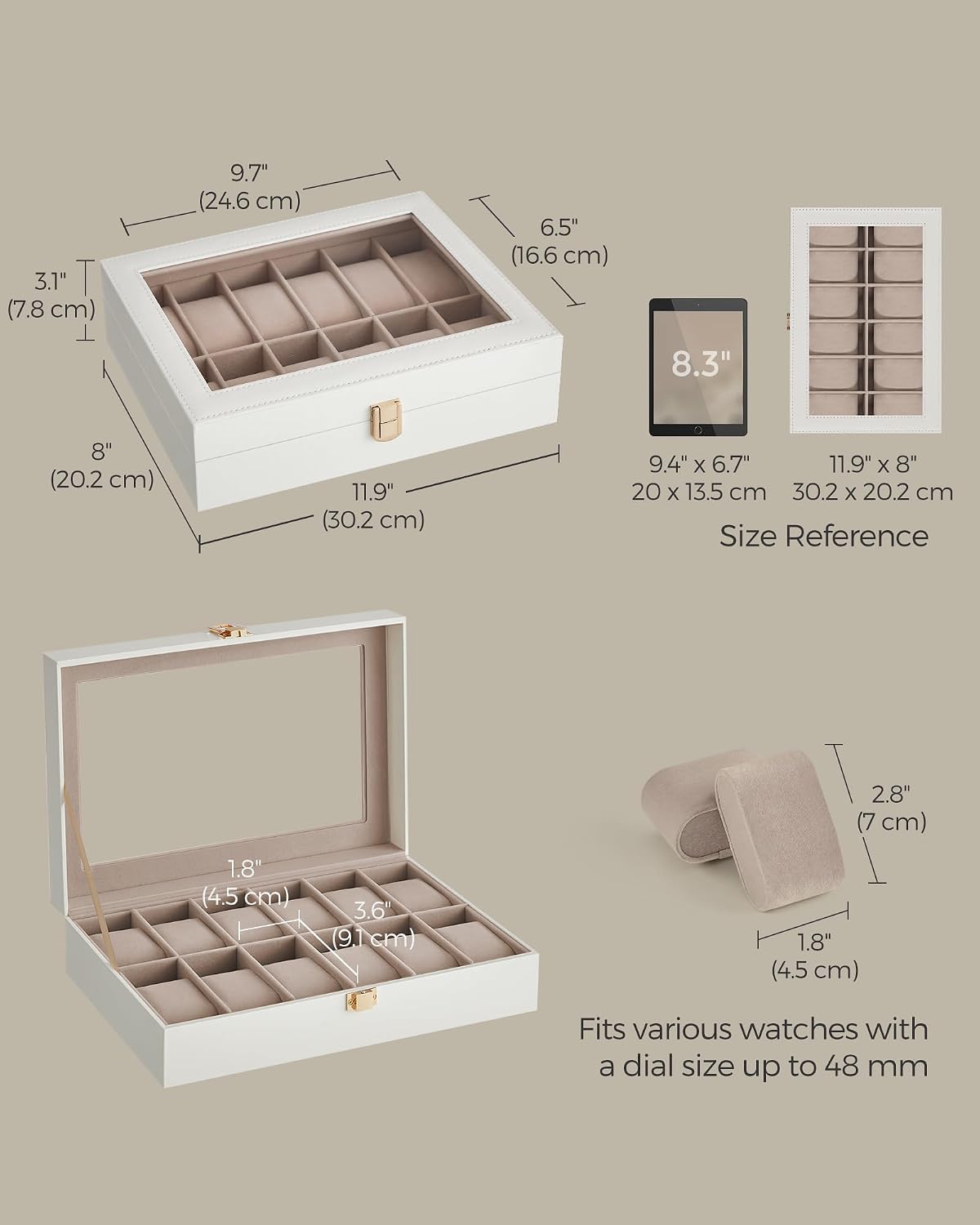 Thumbnail 5 de SONGMICS JWB120W01 12‑slot watch box