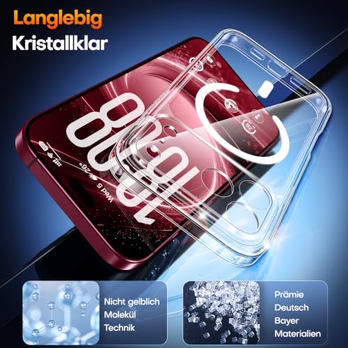 Detalle de TAURI Hülle für iPhone 18 Pro 6,3" Transparent mit Schutzfolie – MagSafe 25 W