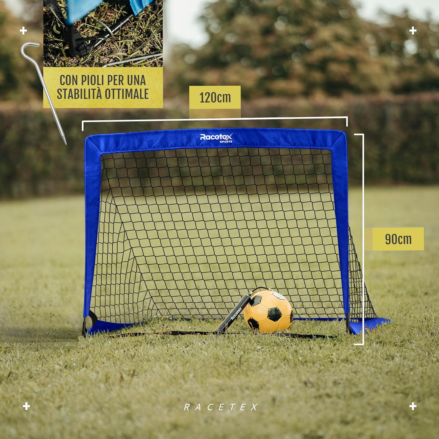 Thumbnail 3 de Racetex set di 2 porte da calcio per bambini con aste in fibra di vetro rinforzate e borsa da trasporto