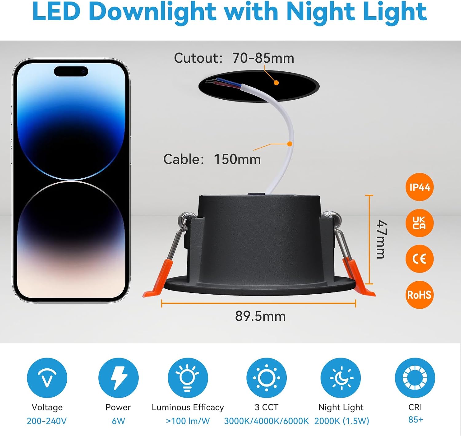 Thumbnail 5 de KEELED Black Downlight for Ceiling – 24-Pack