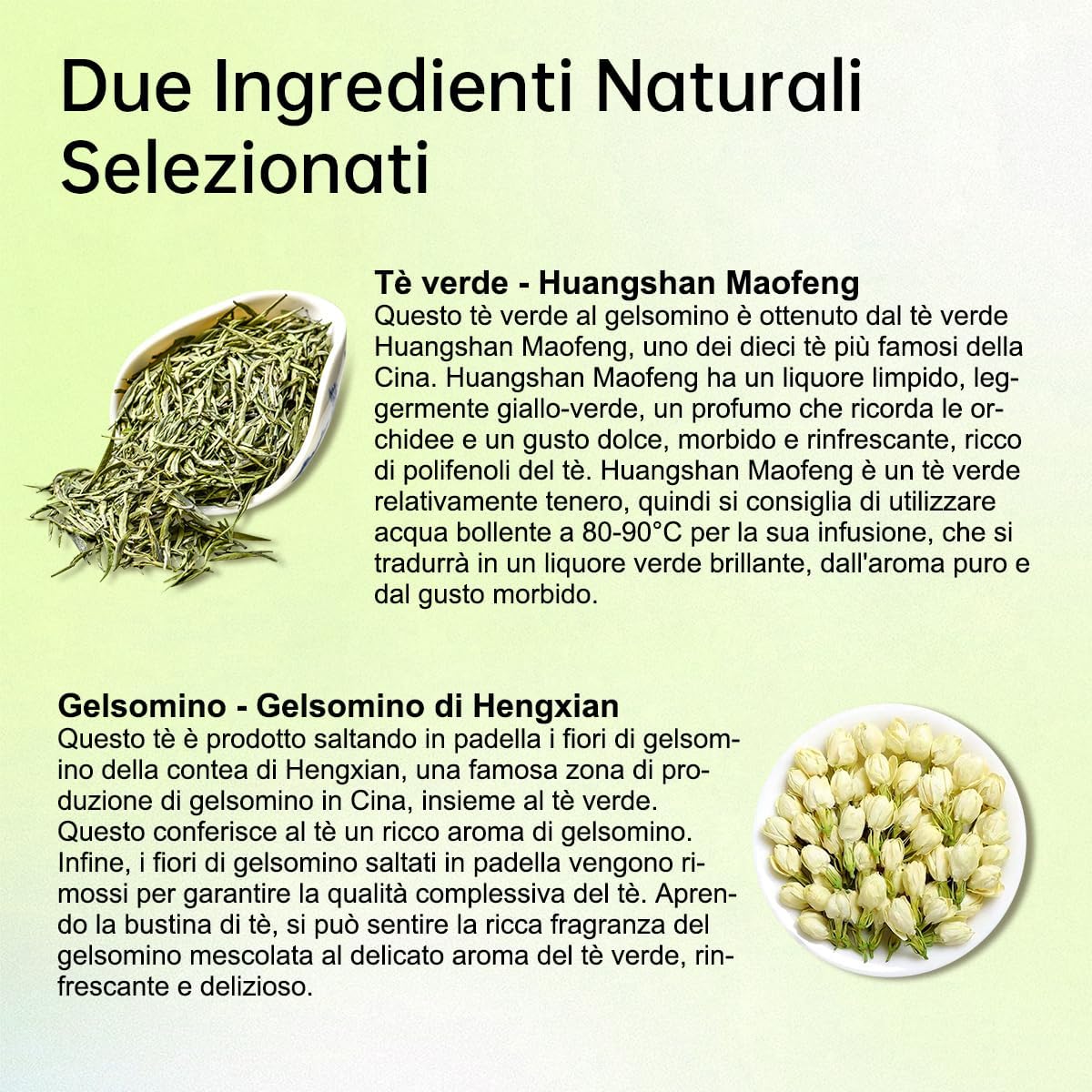 Thumbnail 2 de HANFANGLING Tè verde al gelsomino - 2 confezioni di foglie pure e aroma intenso