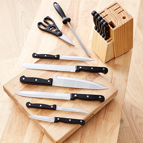 Thumbnail 6 de Amazon Basics Juego de Cuchillos de Cocina y Soporte (14 Piezas) – Negro