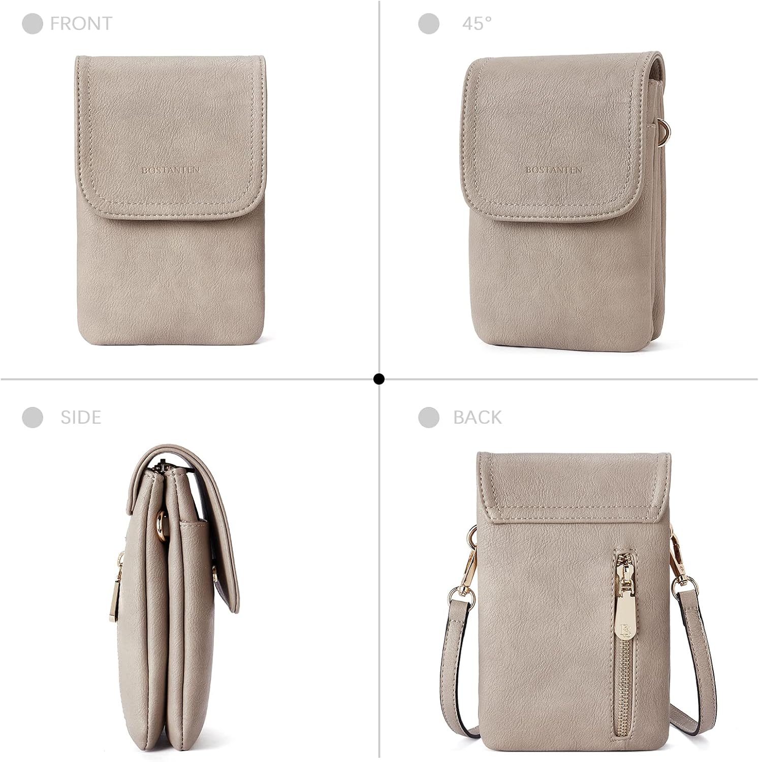 Thumbnail 6 de BOSTANTEN Leather Small Crossbody Bag for Women – Practical Everyday Phone Wallet with RFID Protection
