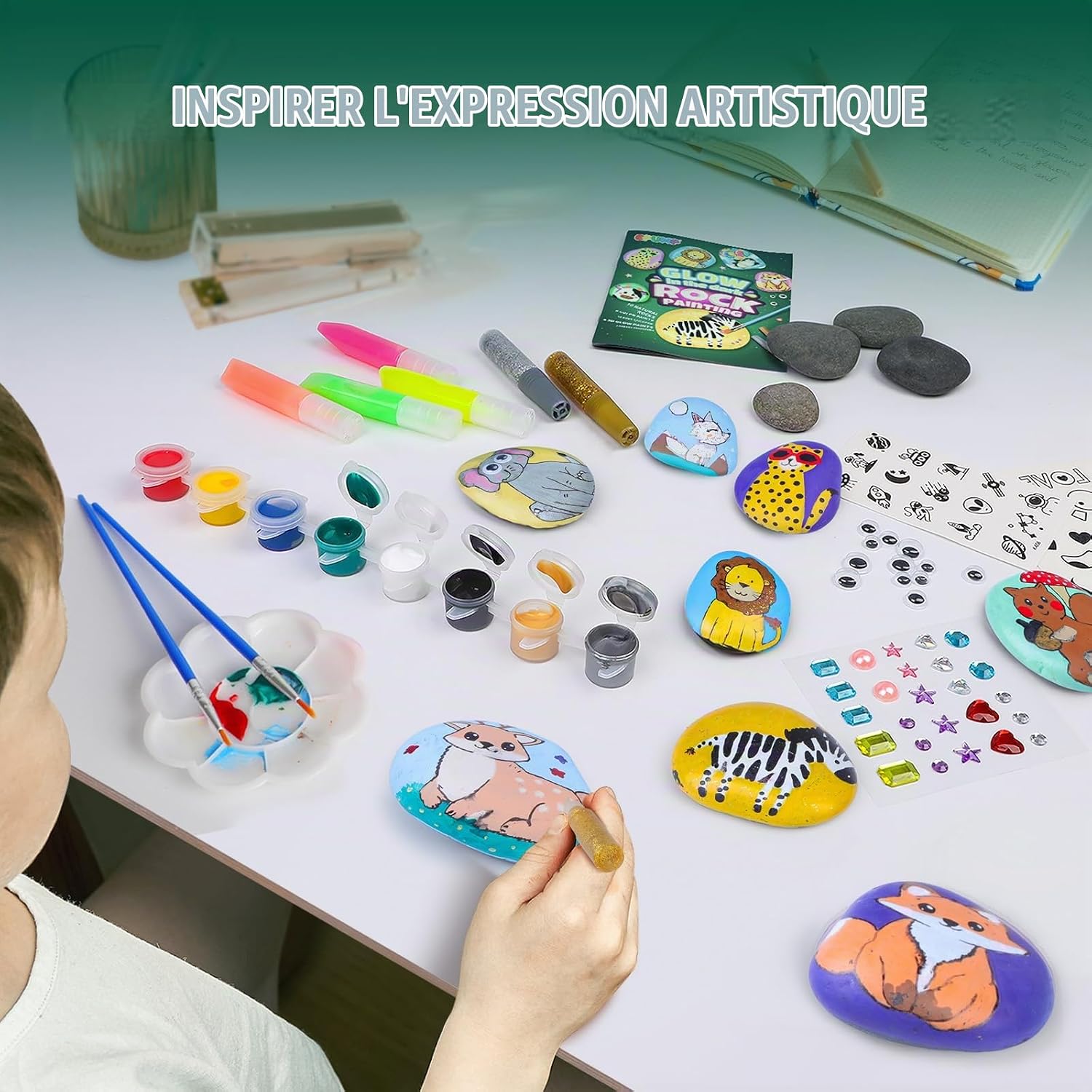 Detalle de EPUMP HHTZ01-VINE-1 steenschilderset voor kinderen met lichtgevende verf