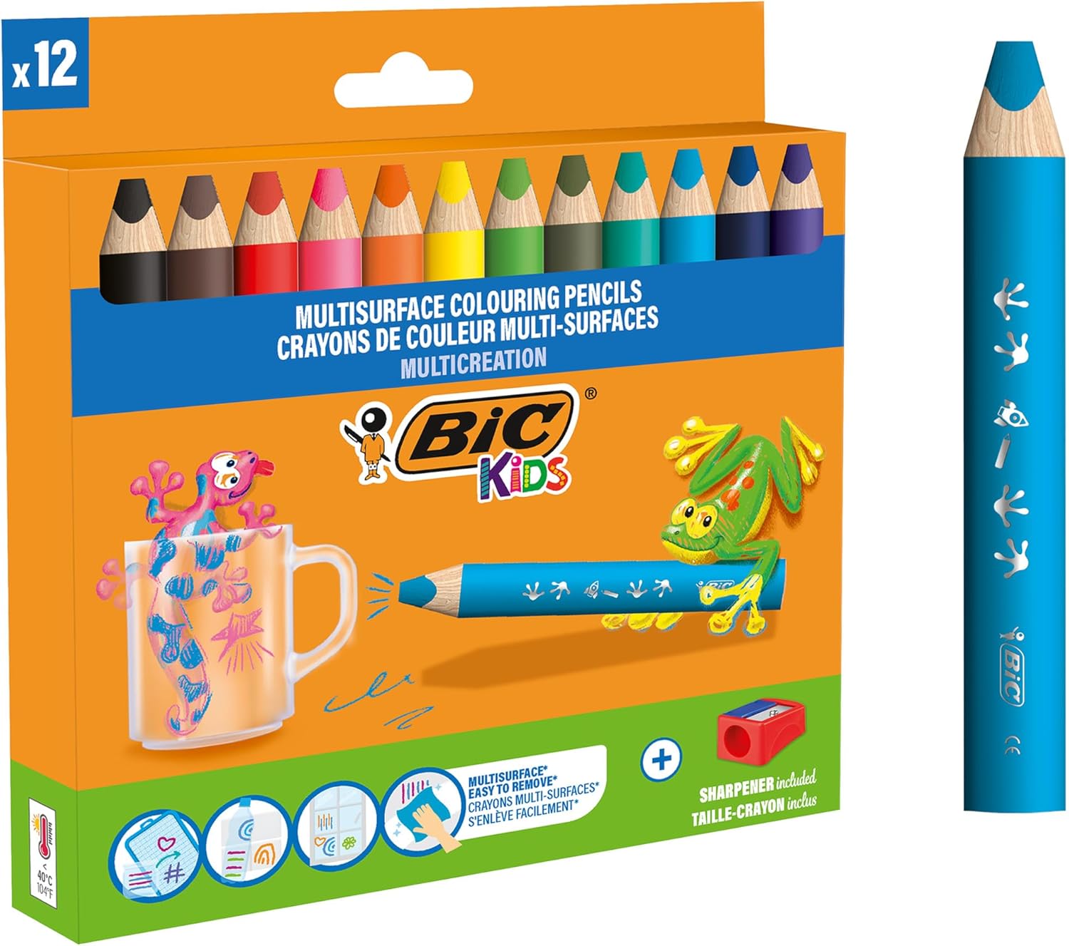 Detalle de BIC Kids Multisurface Pencils 12pk: versatile colour for creative play