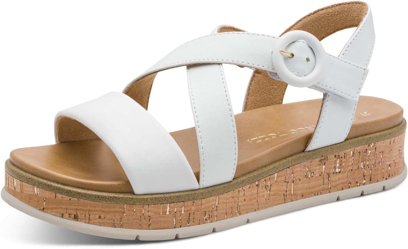 Detalle de MARCO TOZZI Damen Sandale – weiches Feel Me Fußbett, vegan, mit MT Soft Lining