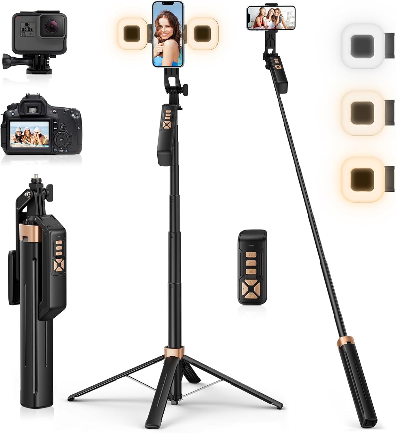 Avaspot 180CM Phone Tripod with 2 Fill Lights
