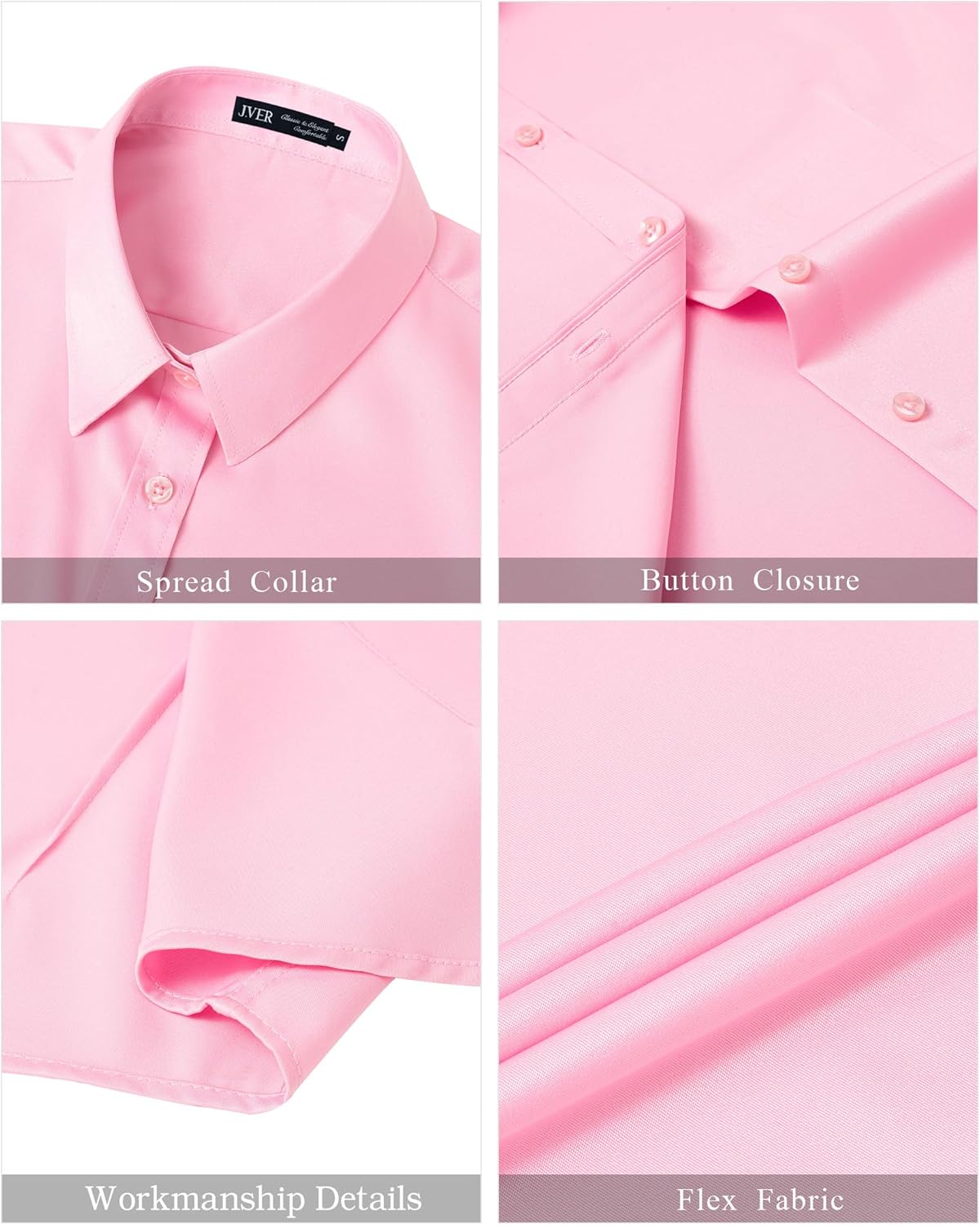 Detalle de J.VER Damen Bluse Kurzarm Casual Businessbluse Regular Fit – Knitterfrei, Bügelleicht