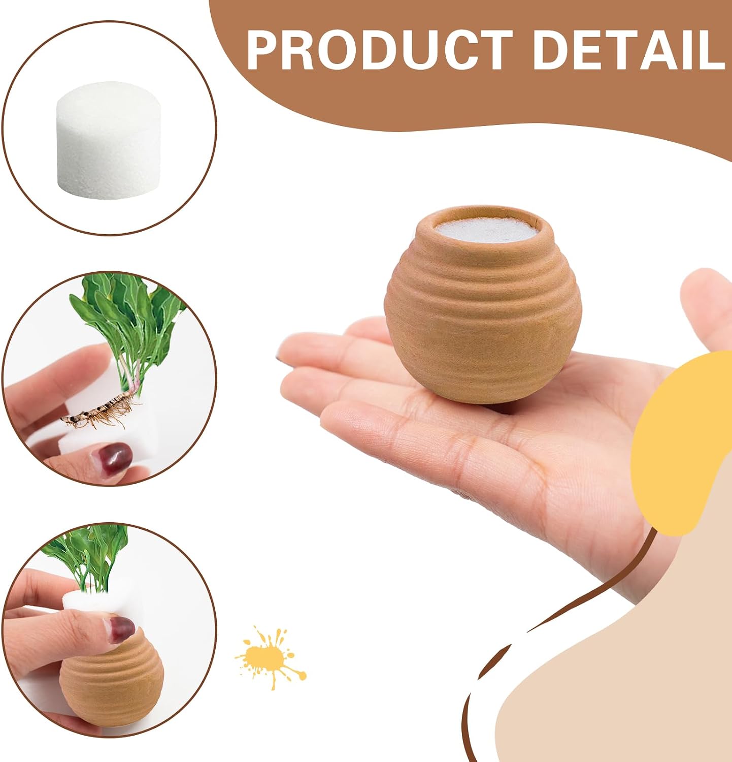 Detalle de QoTang 4 Sets Wasserpflanzen Fixed Ring – Keramikgefäß mit Schwamm, 4 x 4 cm, Rot