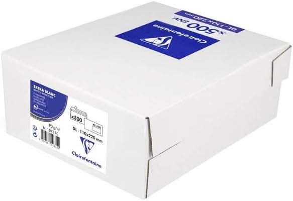 Detalle 2 de Clairefontaine 10935C – Boîte de 500 enveloppes blanches DL 110 x 220 mm à fenêtre Crystal 45 x 100