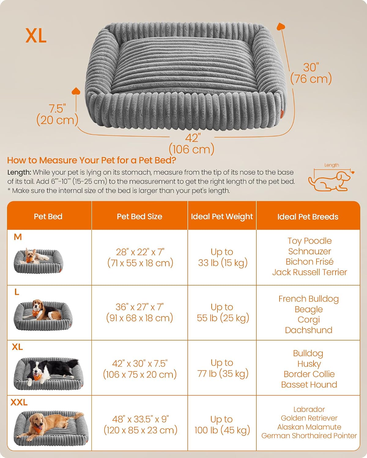 Detalle 2 de Feandrea dog bed sofa 106 x 75 x 20 cm