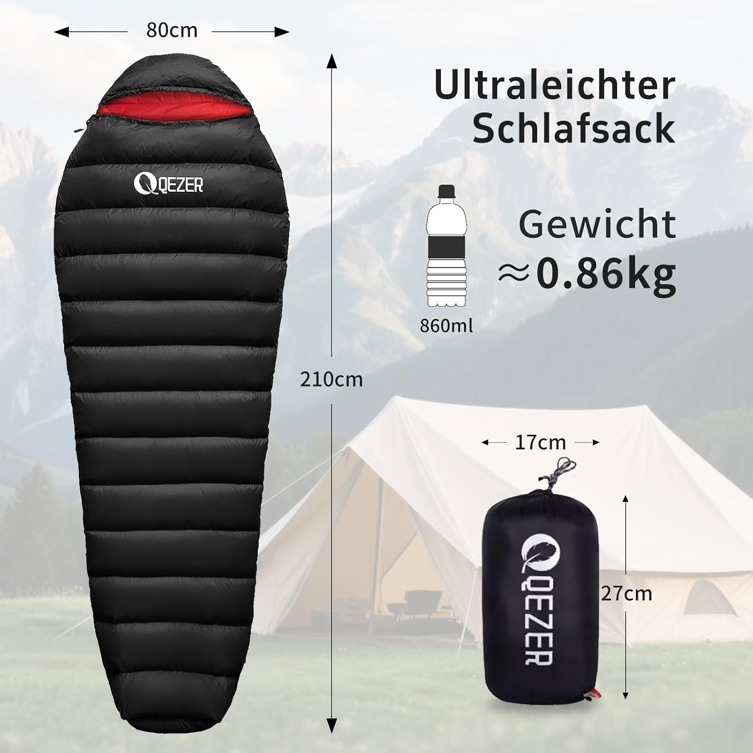 Thumbnail 1 de QEZER Daunenschlafsack 650er Entendaunen