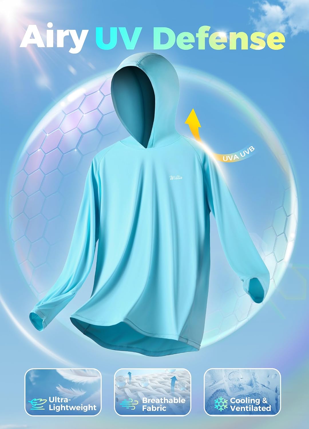 Detalle de Willit Women's UPF 50+ Sun Protection Hoodie SPF Shirt Long Sleeve for Outdoor Activities