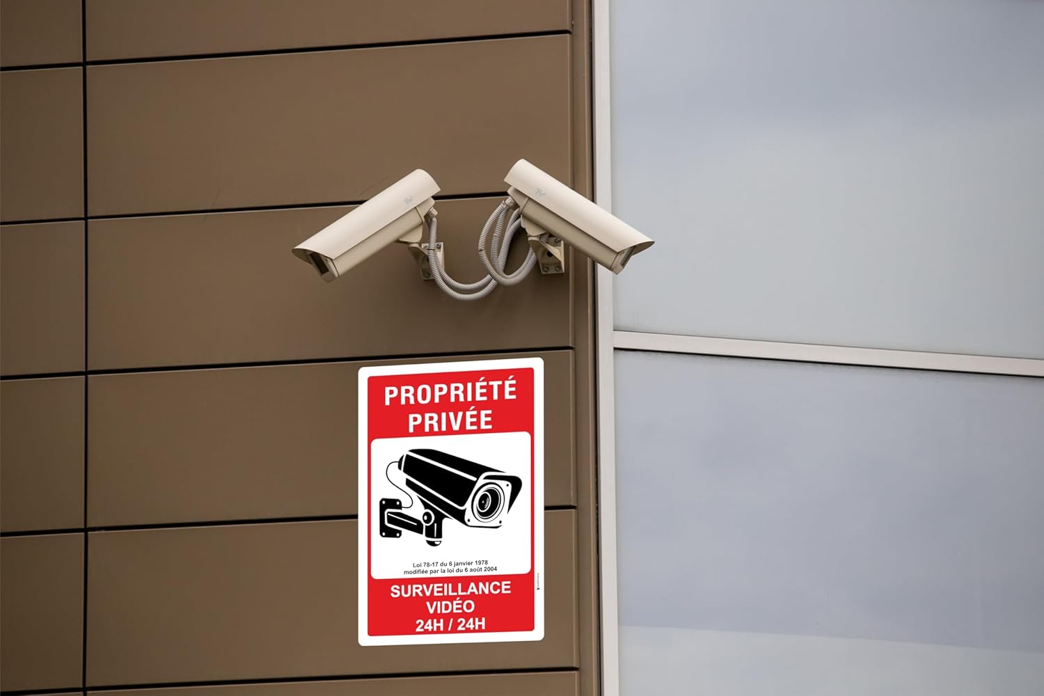 Detalle 1 de Pubblimania Étiquettes Adhésives Propriété privée — surveillance 24h/24, 20x30 cm (Italie)