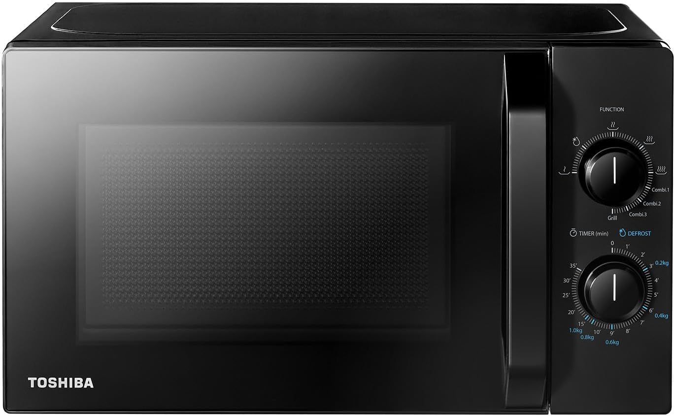Detalle de Toshiba MW2-MG20PE(BK) Mikrowellenherd – 700 W Mikrowelle mit knusprigem Grill und Kombi-Garfunktion, 20 L, Schwarz