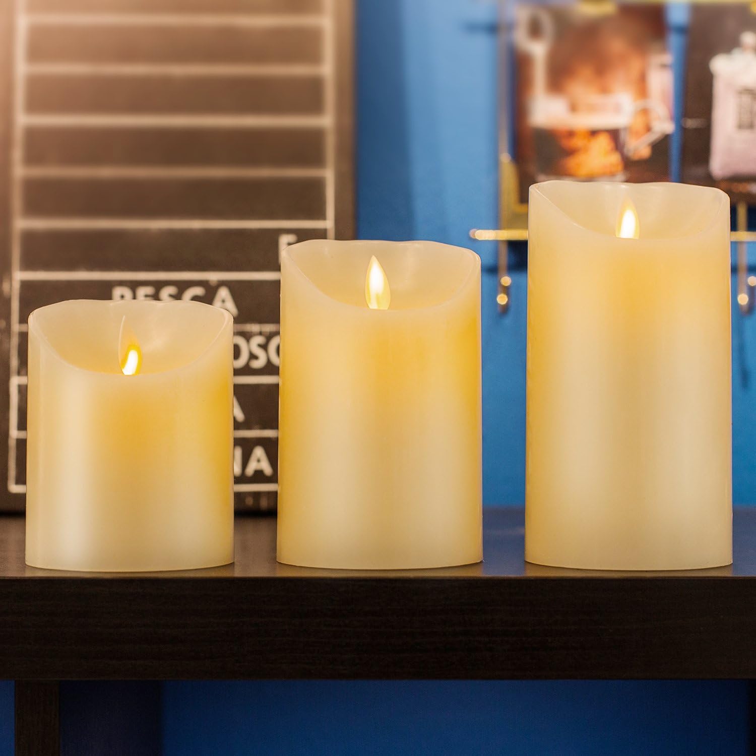 Thumbnail 4 de Pandaing PD-ILM-3 Flameless LED Candles, 3 Real-Wax Pillars with Remote and Timer