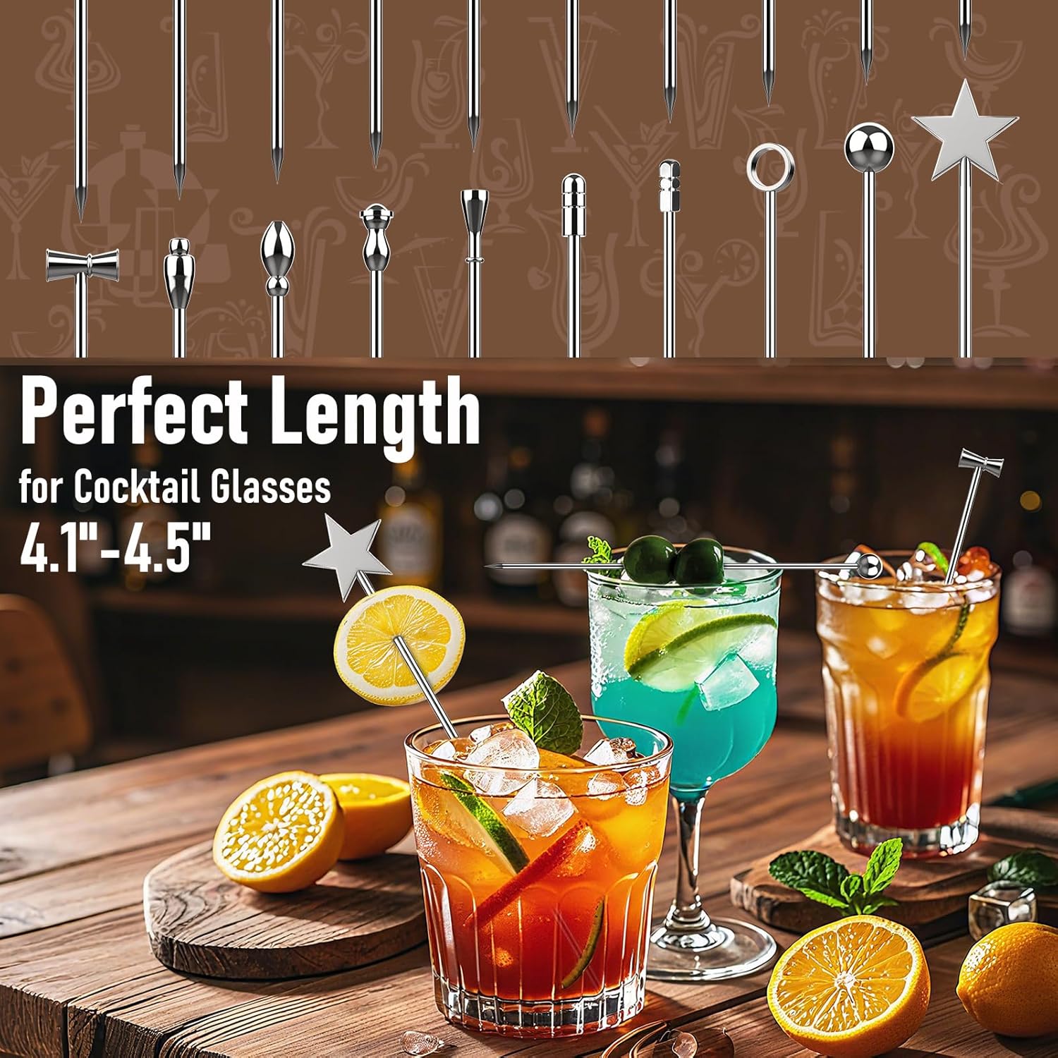 Detalle de Goeveo 10Pcs Cocktail Sticks – Upgraded Stainless Steel Martini Picks