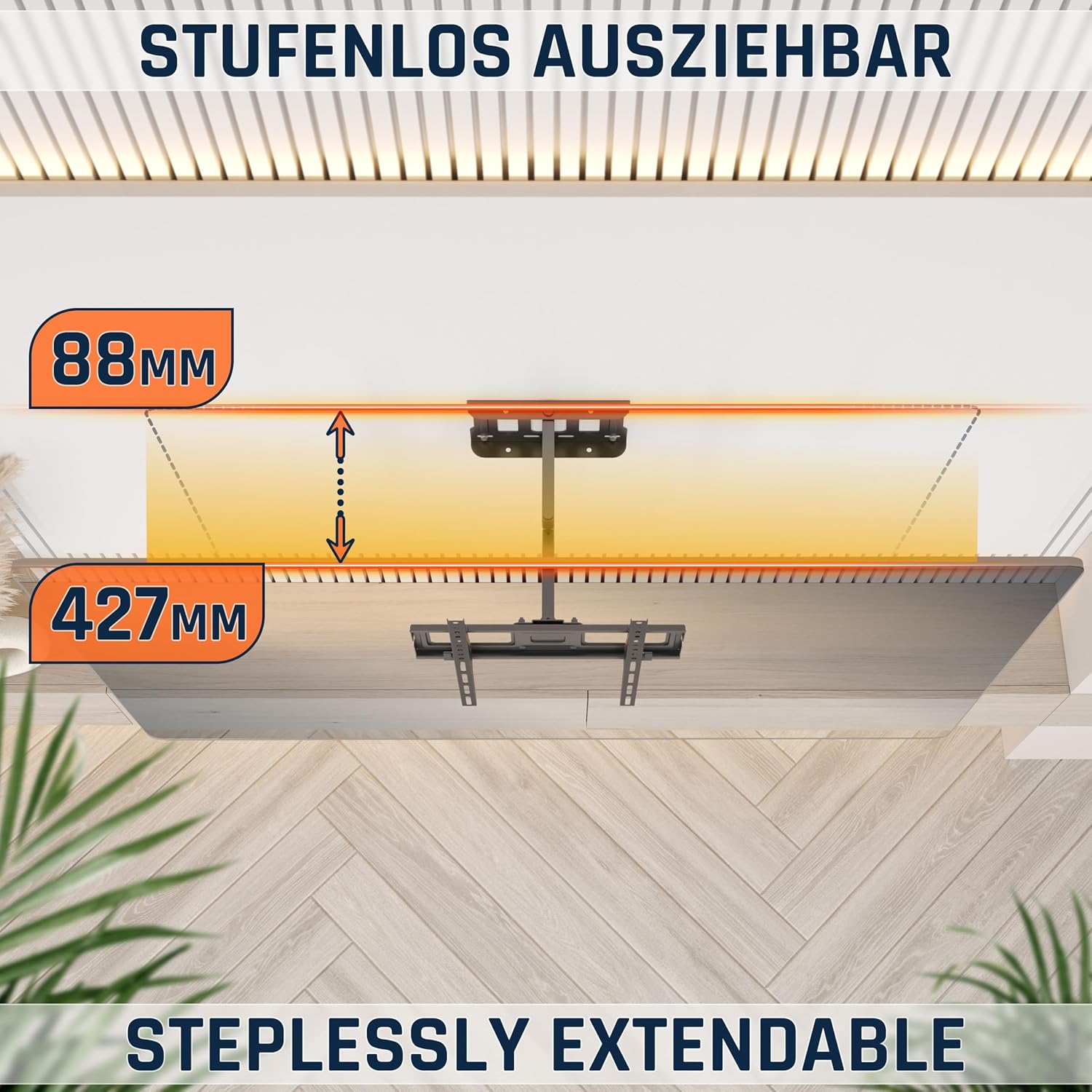 Detalle de Support mural TV RICOO S6144 – 40–65'', VESA 200x200 à 400x400, orientable et inclinable