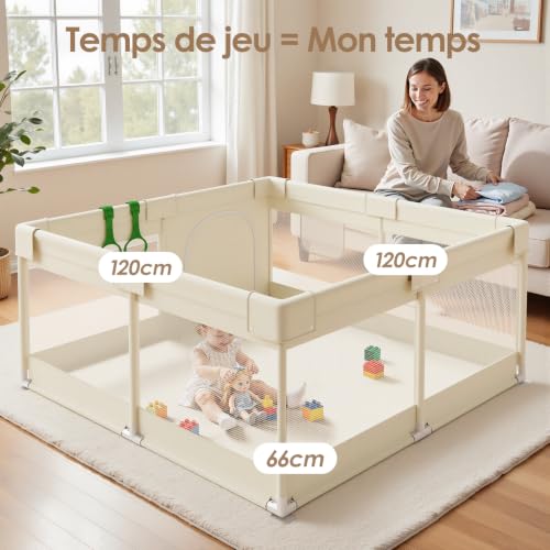 Thumbnail 2 de Parc Bébé Julrrimg Beige 120 × 120 cm — Espace sécurisé et pratique