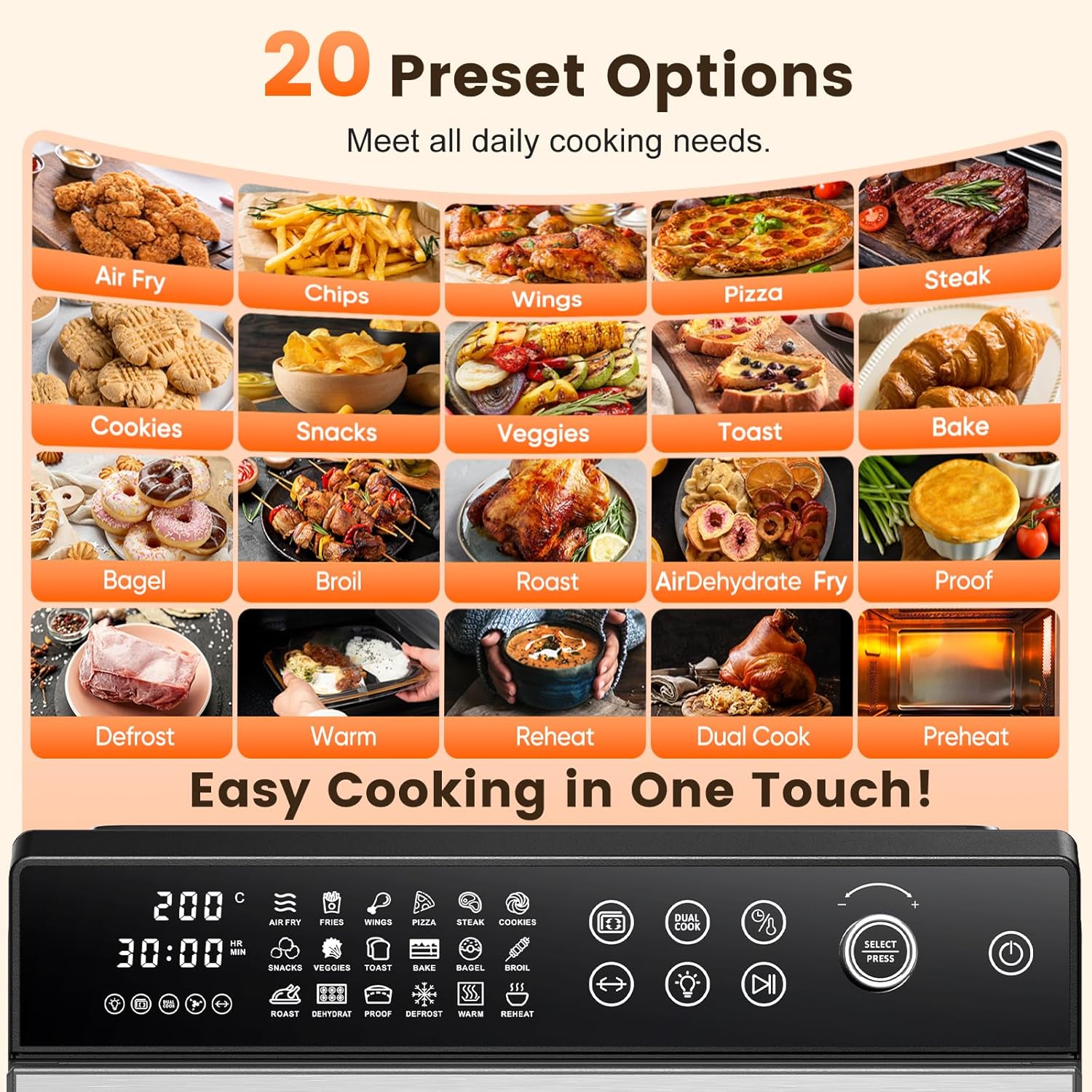 Thumbnail 2 de 30L Air Fryer Oven with 18 in 1 Presets and Dual-Cook Function