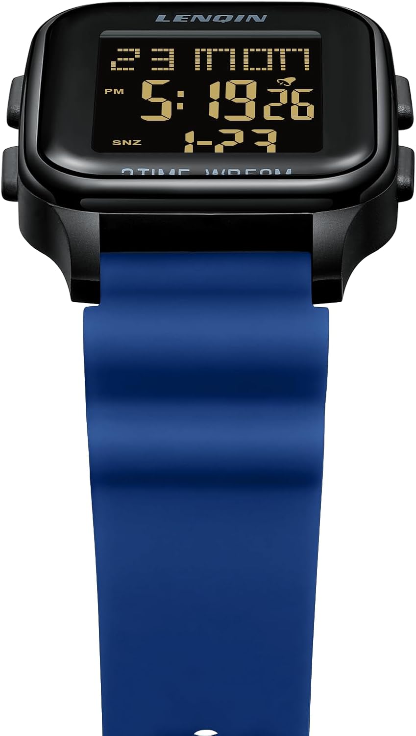 Thumbnail 3 de LN LENQIN Herren Digitaluhr mit Wecker, Stoppuhr & 30 m Wasserdicht (LED-Hintergrundbeleuchtung)