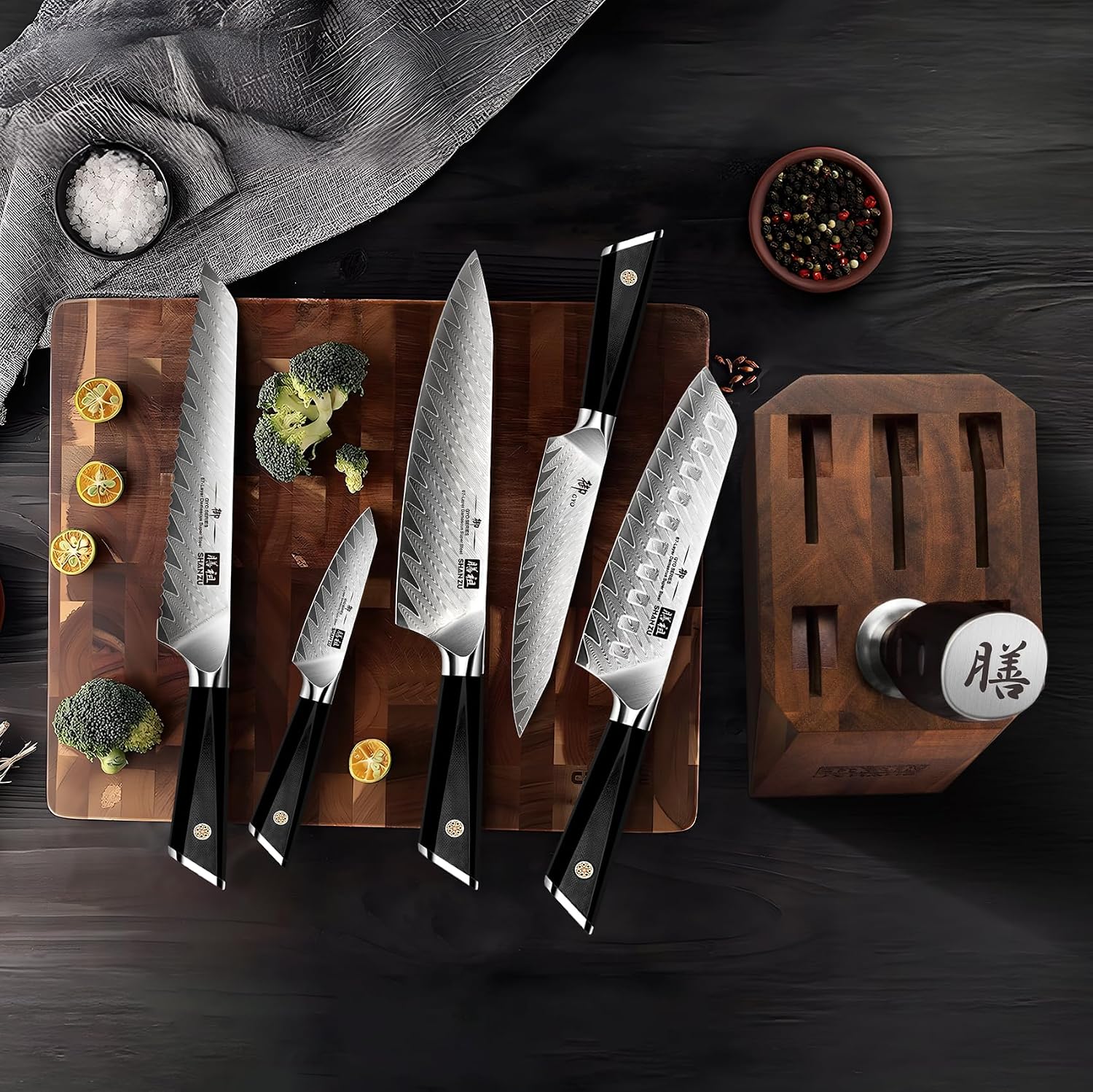Thumbnail 6 de SHAN ZU GYO Messerblock-Set (7-teilig) mit Damaststahlmessern aus Japanischem 10Cr15CoMoV