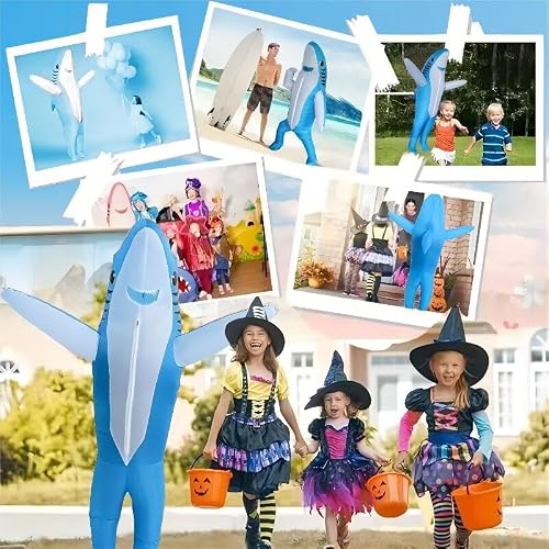 Thumbnail 4 de FXICH Inflatable Shark Costume for Adults, Blue 190T Waterproof Polyester