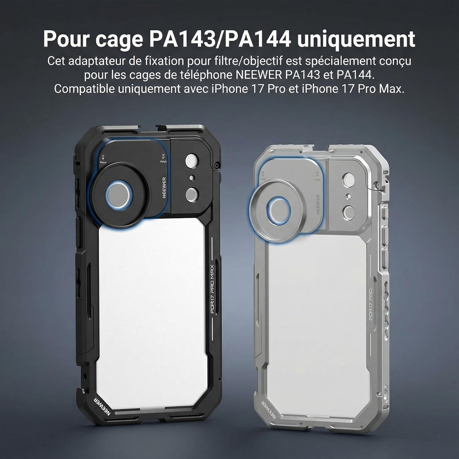 Detalle de NEEWER plaque arrière 37 mm pour cage téléphone PA143/PA144 (fixation rapide, compatible filtres 37 mm)