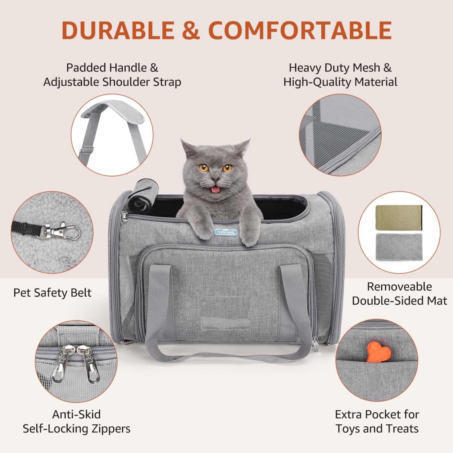 Detalle de Nobleza Sac de Transport Extensible pour Chats et Chiens – Grand Cage de Transport Pliable et Respirante + Bol
