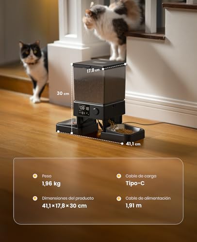 Thumbnail 8 de oneisall Comedero Automático para Gatos 5L, 2 Tazones con Control de Porciones y Grabación de Voz