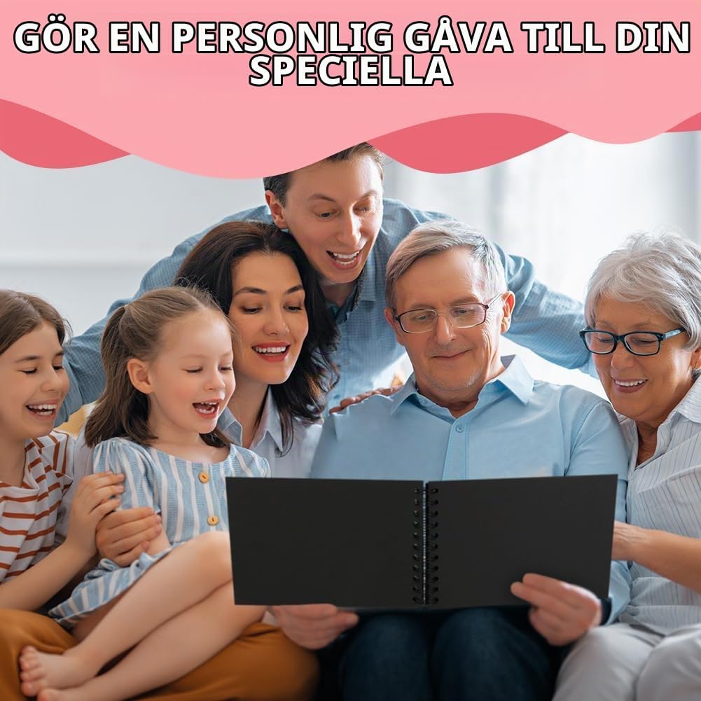 Thumbnail 6 de Aolso 3917052 fotoalbum med 30 svarta ark, spiralbindning och kreativt tillbehör