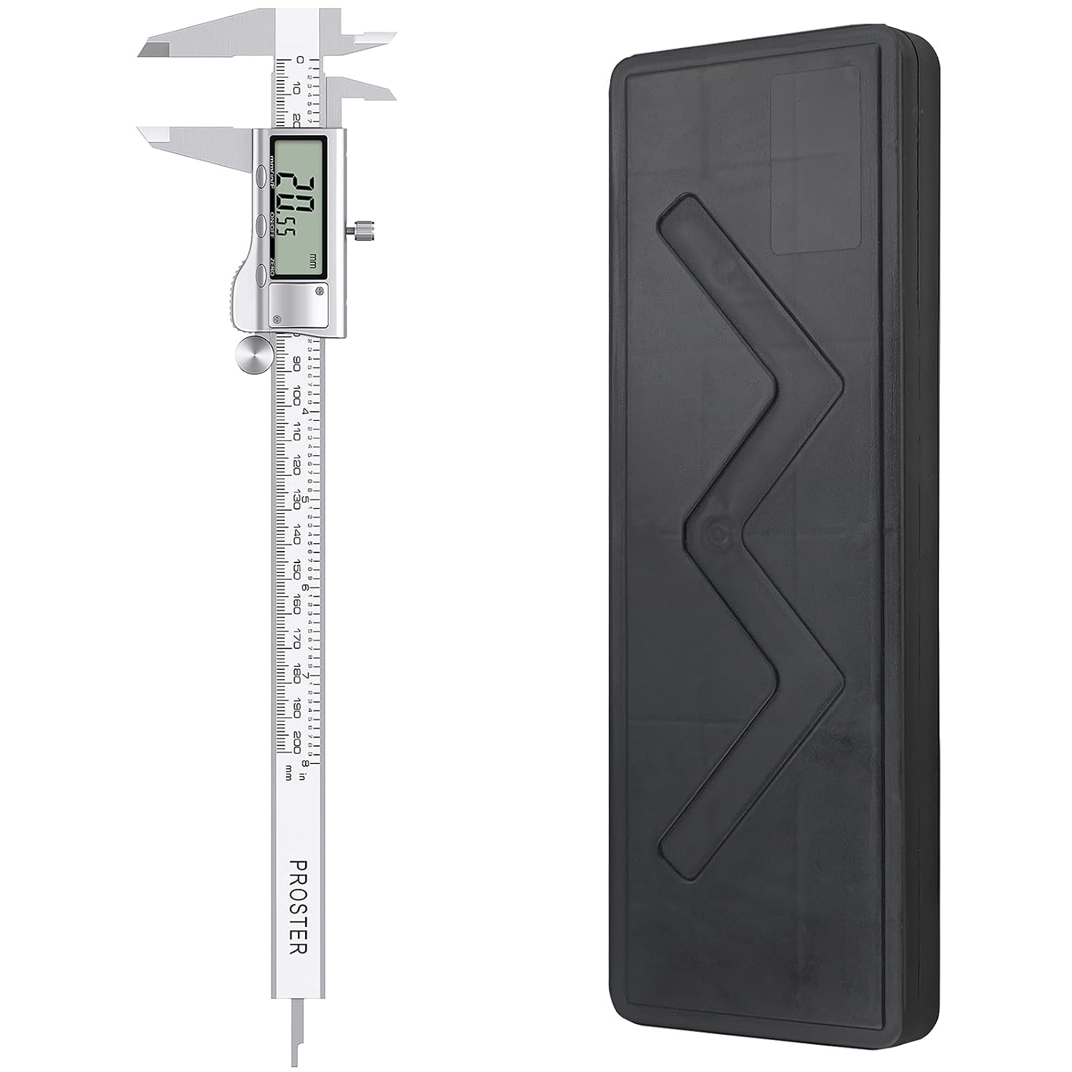 Detalle de Proster Digital Vernier Caliper, 8 Inch/200 mm Stainless Steel, Fractional Readout
