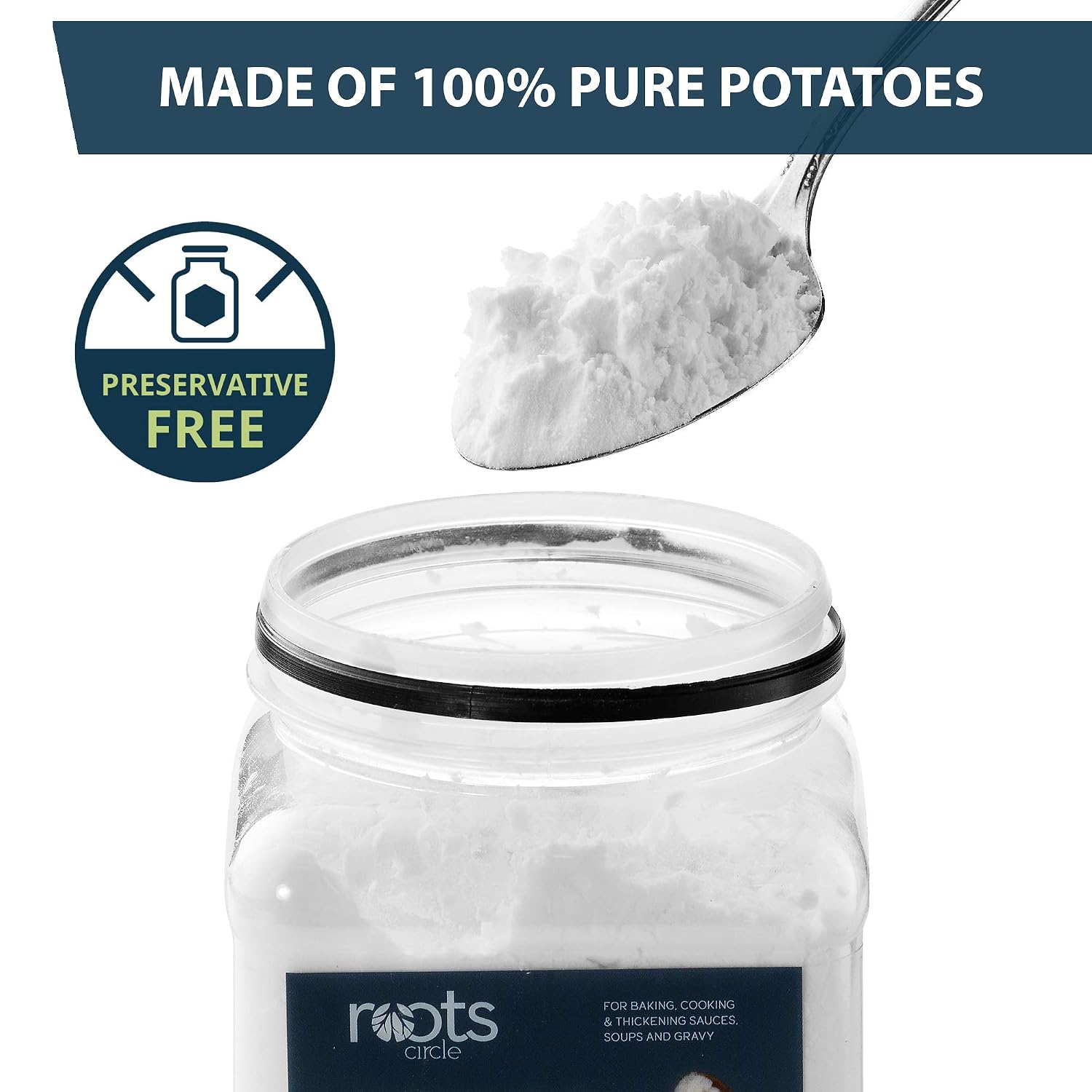 Detalle 2 de Roots Circle Gluten-Free Potato Starch, 21 oz Jar for Sauces and Baking