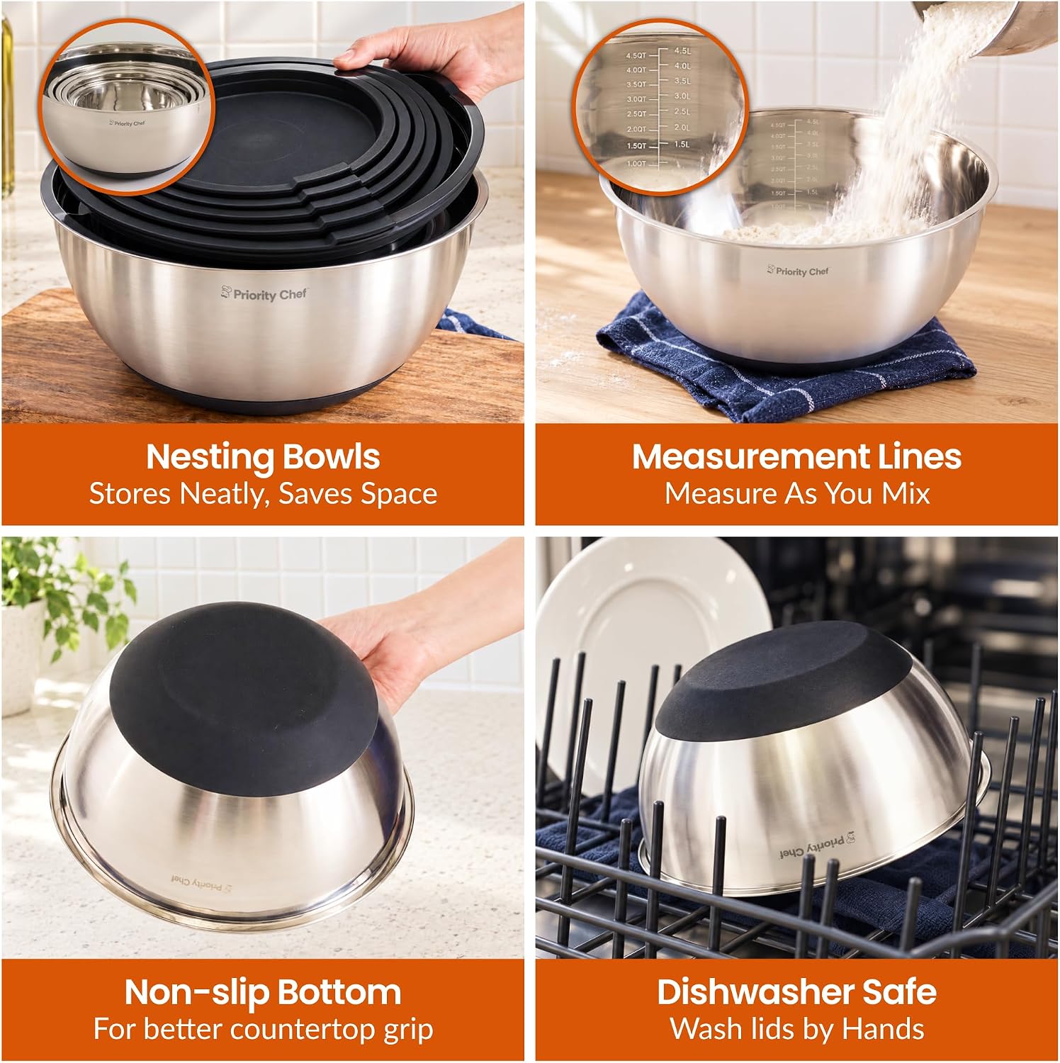 Thumbnail 6 de Priority Chef Premium Mixing Bowls 5 🍲