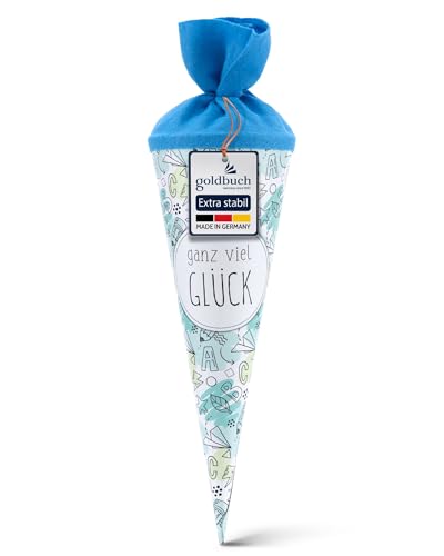Detalle de goldbuch 93216 Geschwistertüte Ganz viel Glück – Zuckertüte 35 cm, Ø 11,5 cm, Türkis