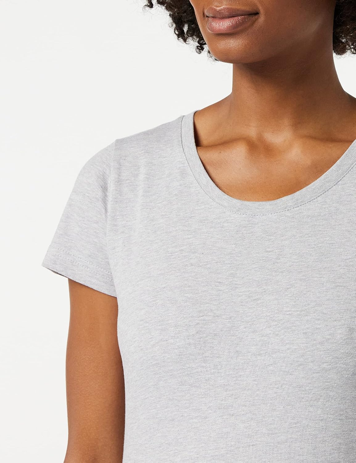 Detalle 2 de Basic Rundhals T-Shirts für Damen, 3er Pack