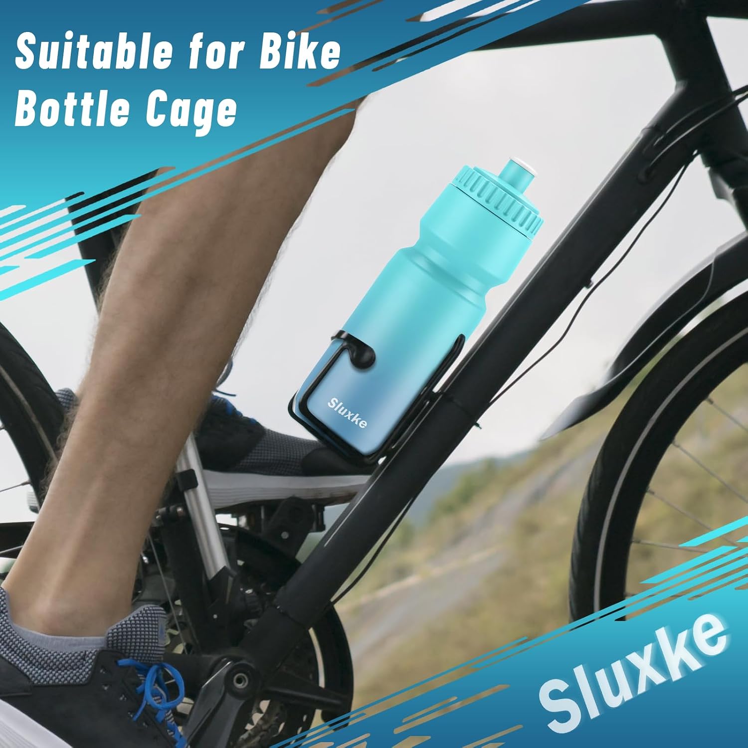 Detalle 2 de SLUXKE BBOTTLE03 24 oz Cycling Water Bottle 2-Pack, BPA-Free PP5