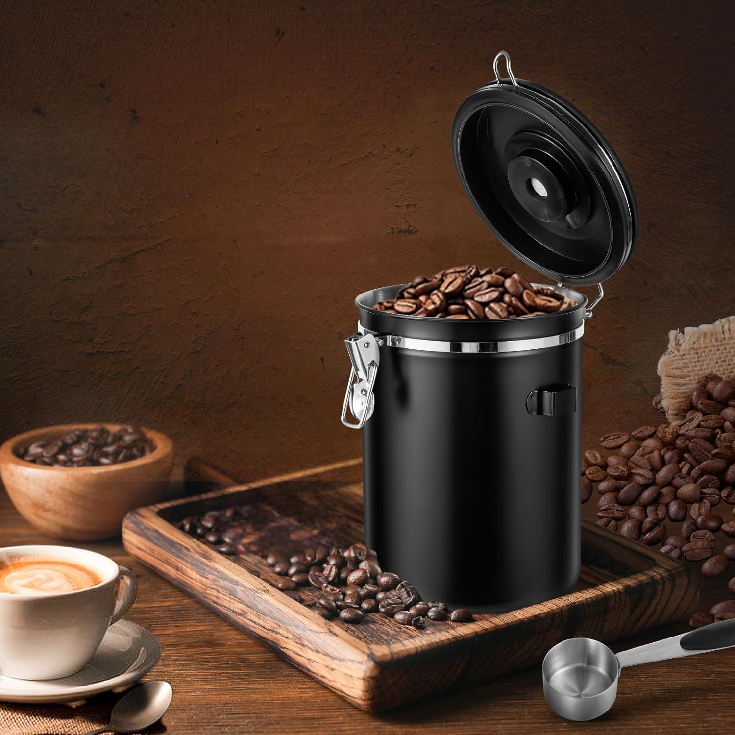 Thumbnail 3 de Osrioal Coffee Bean Storage 2.8L Airtight Canister with Date Tracker, Measuring Scoop and CO2 Valves
