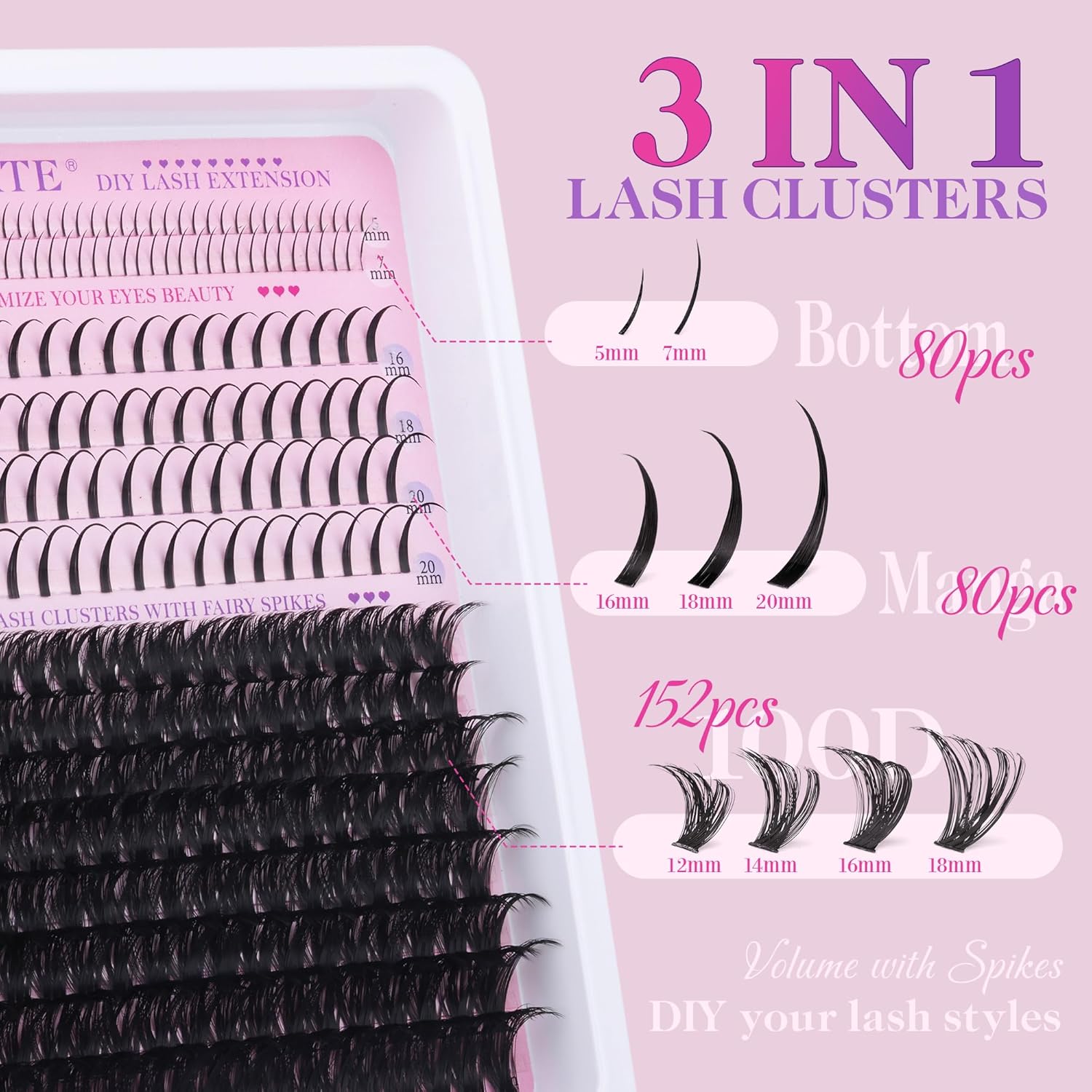 Thumbnail 3 de CORUSCATE 100D Lash Clusters Kit: DIY Volume Extensions with Bottom Lashes Spikes