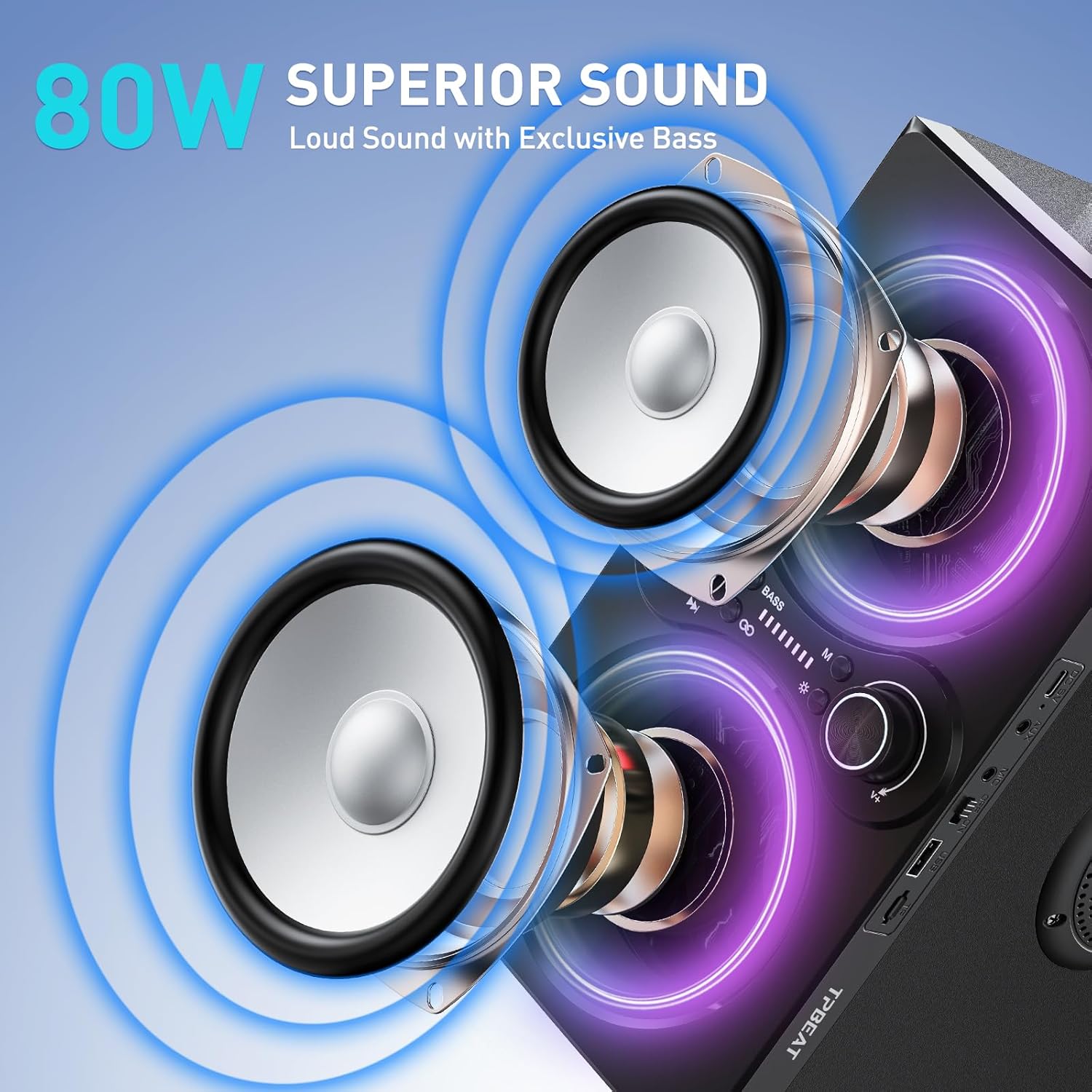 Detalle 2 de TPBEAT Bluetooth Speaker 80W Party Wireless Speaker