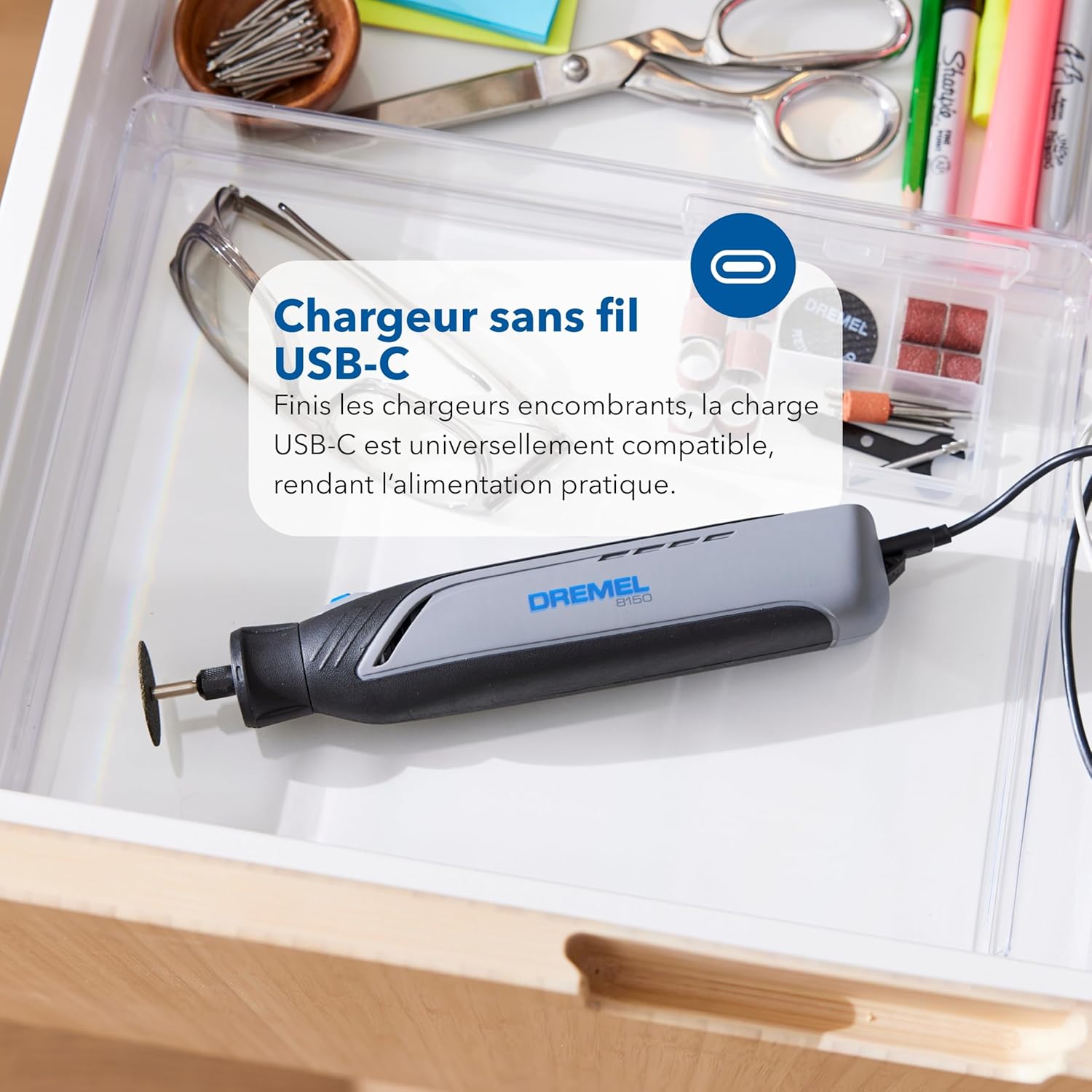 Thumbnail 5 de Dremel 8150 – Outil multifonction sans-charbon 7,2 V, USB-C, 20 accessoires