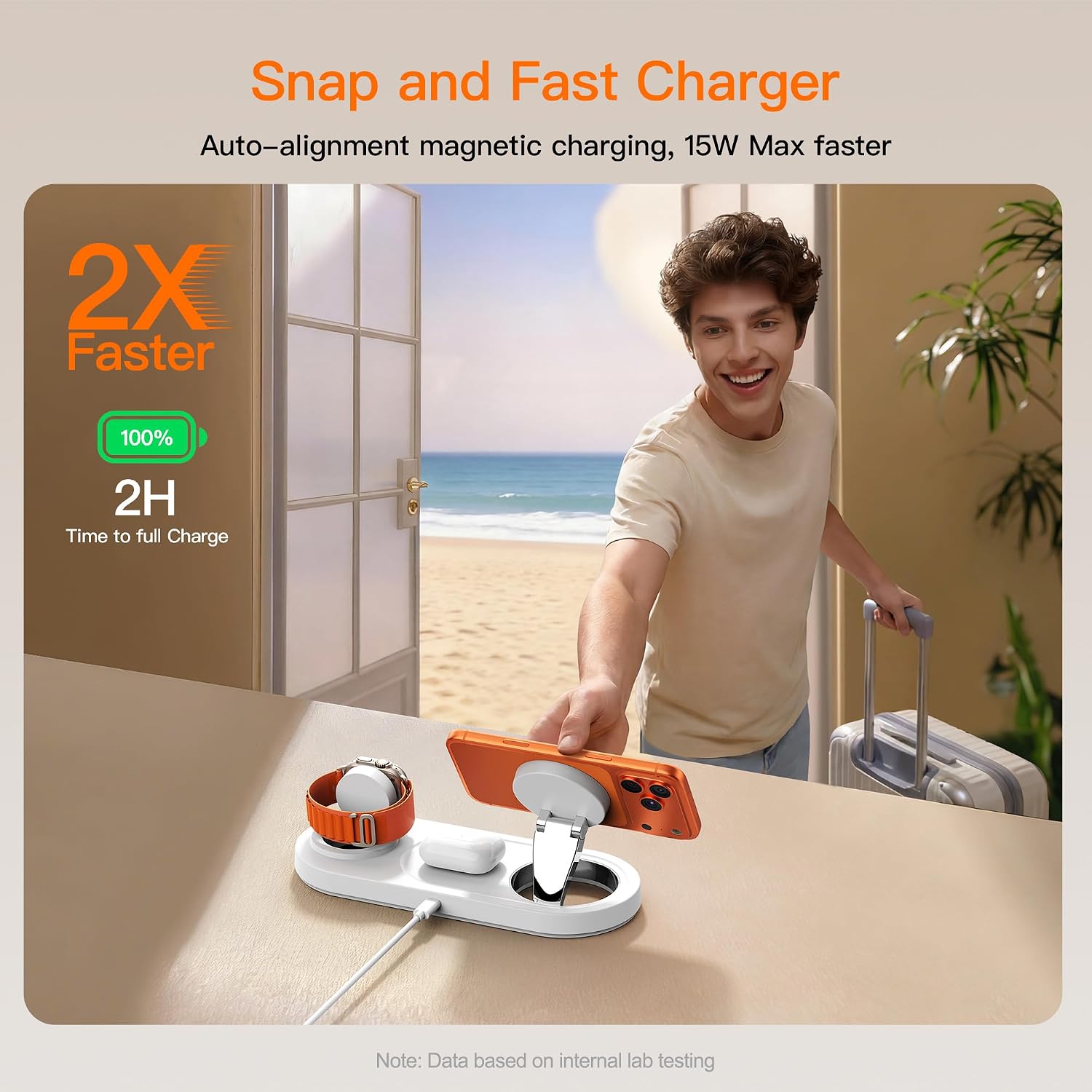 Detalle de Travel• Metal Bracket: Magnetic 3-in-1 Wireless Charging Station