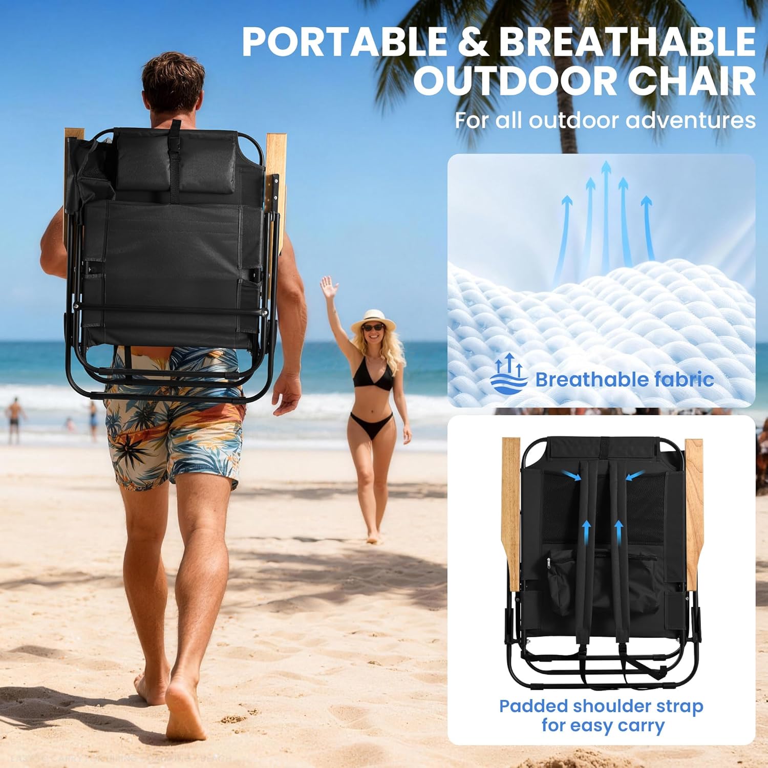 Thumbnail 5 de Canpsky Folding Camping Chair, 5-Position Recliner