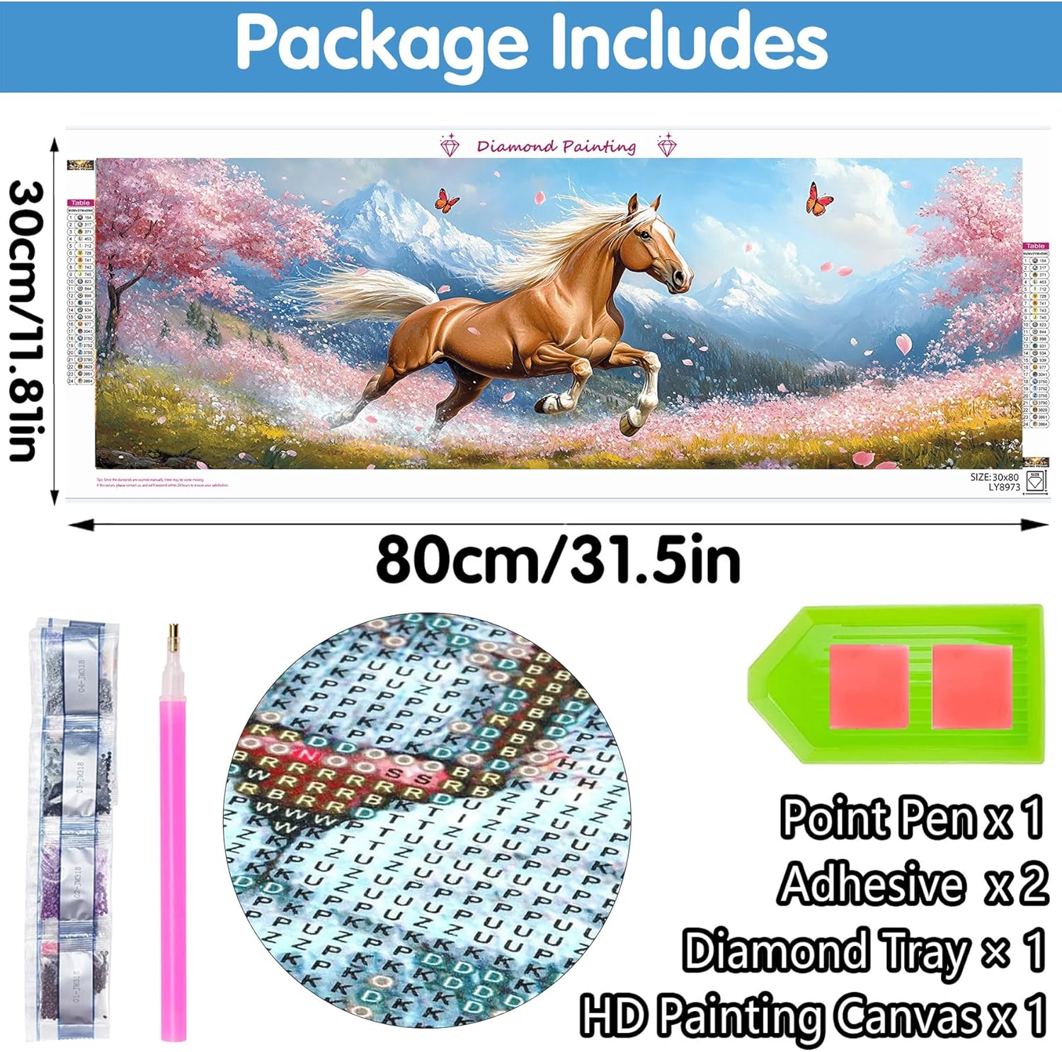 Thumbnail 1 de Reofrey Large Diamond Art Kit for Adults (Horse) 30x80cm