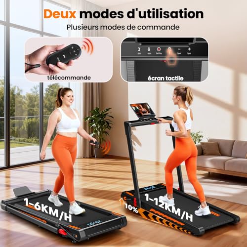 Thumbnail 7 de Tapis de Course 6 en 1 Kalwol: pliable, inclinable à 10% et haut-parleur intégré